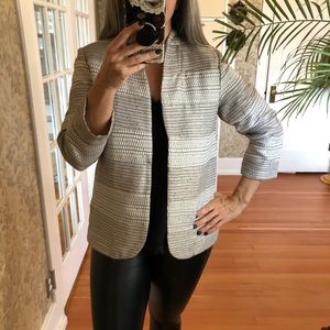 Chico’s Sequined Textured Striped Evening Jacket M
